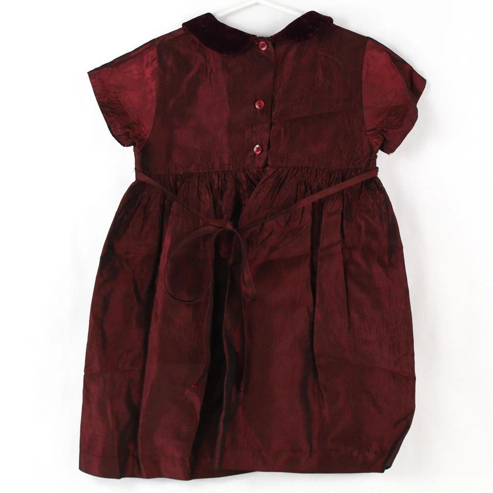 Vintage Burgundy Velvet Christmas Dress 4T Girl's Holiday Outfit - Image 2 of 4