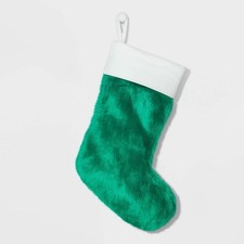 Plush Faux Fur Christmas Stocking - Target Wondershop 20" Green/White