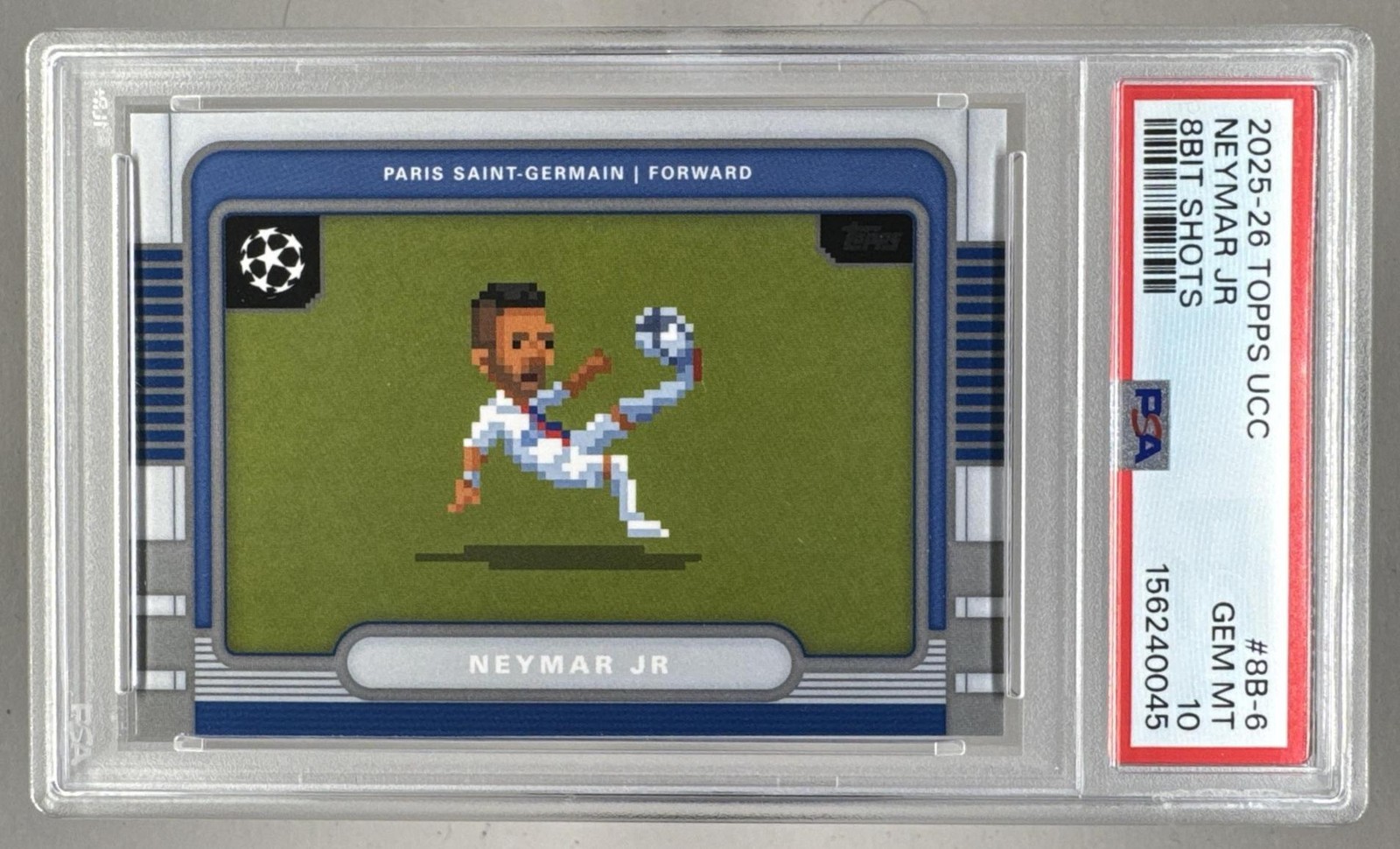 156240045 Neymar Jr 2025 Topps UEFA CC #8B-6 8Bit Shots PSA 10