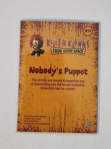 2023 CARDSMITHS KILLER KLOWNS FROM OUTDOOR SPACE FOIL NOBODY'S PUPPET #31 - Imagen 2 de 2