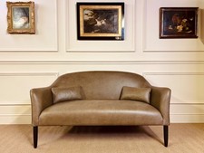 JAMES UK NEWINGTON TWO SEATER SOFA IN TAUPE LEATHER AMAZING QUALITY TRADE £2401