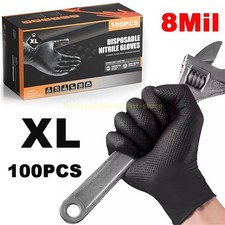 Black XL Nitrile Disposable Gloves 8 Mil Raised Diamond Texture  Fast Ship US