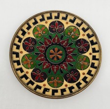 Vintage Emaille Messing Wandteller Mandala Orientalisch Bunt Cloisonne Deko