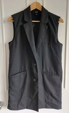 MONKI Black Waistcoat Sleeveless Blazer or Short Dress Pockets Lined Buttoned