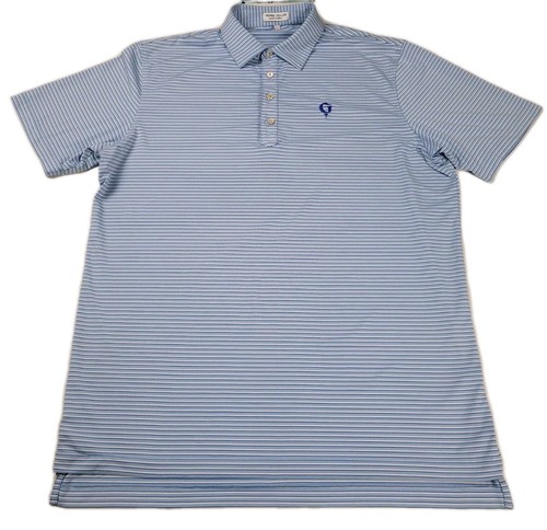Peter Millar Shirt Mens Large Blue Striped Summer Comfort Golf Casual Pelican - Picture 2 of 8