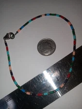 SILPADA OXIDIZED 925, MULTICOLOR TUBE BEAD ANKLE BRACELET 9.5", #A1056