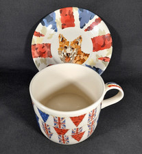 M&S 2012 Large Cup & Saucer, Corgi & Union Jack Bunting. QEII Diamond Jubilee