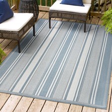 JONATHAN Y Lighting SMB202E-4 4' x 6' Polypropylene Striped - Blue / Light Gray