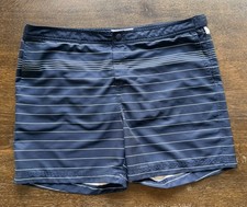 Original Penguin Men  s Swim Shorts, Size 38, Navy Blue with White Stripes