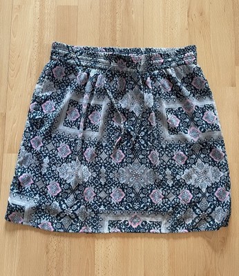 Damen Bleistift Unikat Stoff Rock Blau Rosa Gr. 40 Street One By ESPRIT