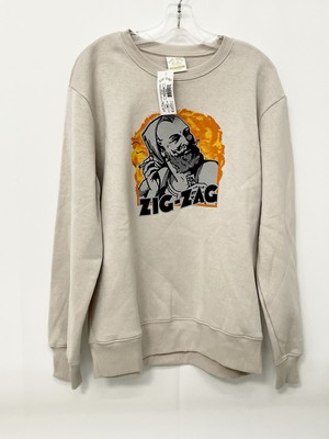 Zig-Zag Bonez Eye  Leather  O.S. Boris Crew Beck Fleece 01958 Med  Stone