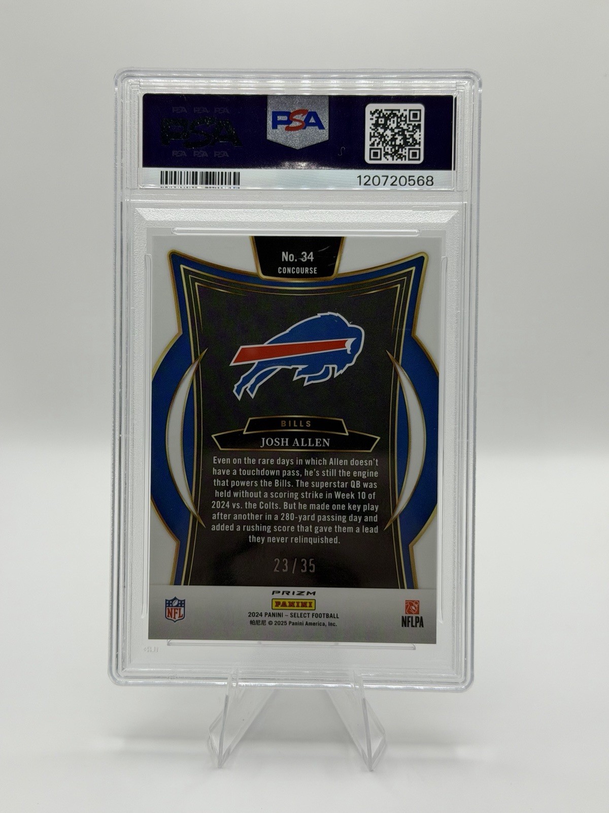 Josh Allen #34 White Prizm /35! Color Match! Buffalo Bills! PSA 10! view 2