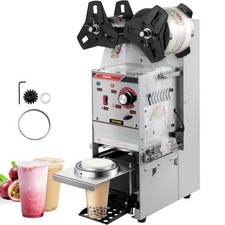 Semi-automatic Cup Sealing Machine, 300-500 Cup/h Tea Cup Sealer Machine, Silver