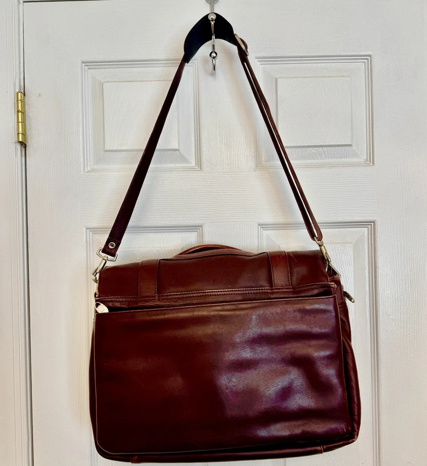 Винтажный Geoffrey Beene бордовый портфель ноутбука сумка мягкий Messenger кожи серебро - Изображение 2 из 4