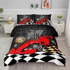 Race Car Comforter Set Queen Size,Extreme Sports Bedding Set for Boys Teens K...