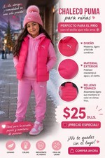 PUMA Quilted Puffer Vest Girls Youth XS 5/6 Full Zip Lightweight Pink Outdoor