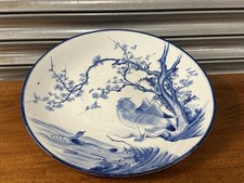 Japanese Arita Porcelain Charger – Sometsuke Blue & White. Bird & Blossom Design