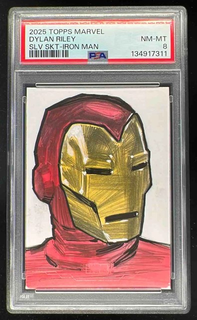 2025 Topps Marvel Silver Sketch Card Iron Man Dylan Riley Auto 1/1 PSA 8