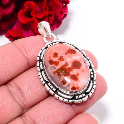 Asteroid Jasper - Madagascar Gemstone 925 Sterling Silver Pendant 1.95'' P102155
