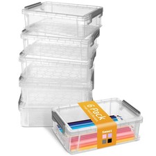 6 Pack Extra Large Pencil Box, Plastic Pencil Case Crayon Box, Clear Marker O...