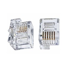 RJ12 DEC 6P6C Modular Plugs with Left Latch Offset Tab 12 Pack