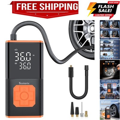 Car Tire Inflator Portable Air Compressor, 150 PSI Cordless Mini Bike Tire Pu...
