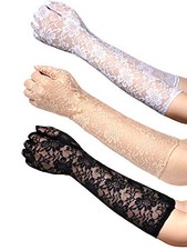 3 Pairs Floral Lace Gloves Long Lace Gloves Vintage Elbow Length Lace Gloves
