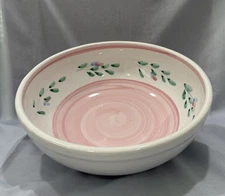 Caleca Italian Pottery 10” x 3-3/4" Round SALAD / SERVING BOWL Pink Garland