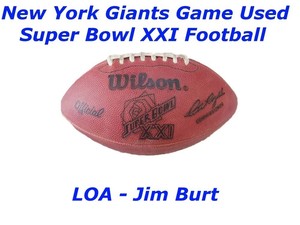 NFL Game Used NY GIANTS Super Bowl XXI Football w/LOA