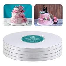White Cake Drums Round 8 Inch Cake Boards with 1/2-Inch Thick Smooth Edges fo...