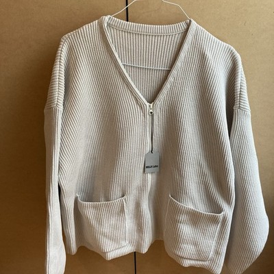Muji Men s Labo Knitted Zip Up Cardigan Off White Size L/XL