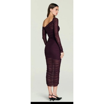 knee length dresses for ladies Chantae Mesh Dress Merlot / XXS