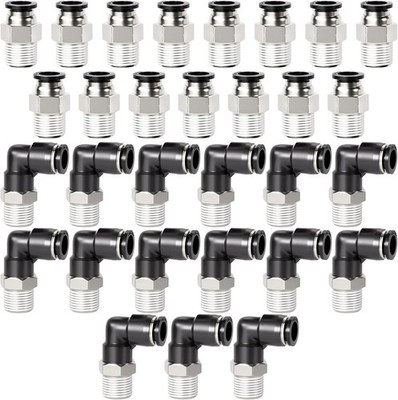 TAILONZ PNEUMATIC Elbow and Straight Combination 1/4 Inch Tube OD x 1/8 Inch NPT