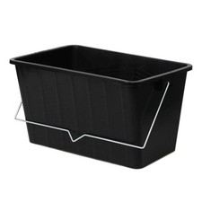 15L Black Paint Scuttle with Metal Handle Large Rollers Plastic Ribbed Bucket