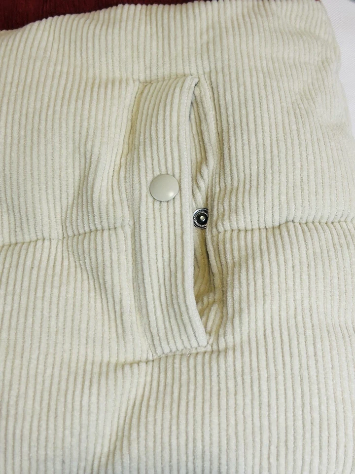 Bohme Ivory Striped Corduroy Puffer Coat Button-up Heavy Women's Size Large - Image 4 of 4