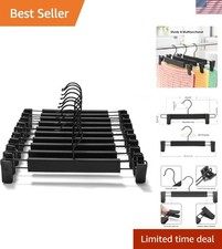 10-Pack Space-Saving Pants Hangers with 360  Swivel Hooks - Adjustable Clips