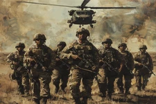 US MILITARY ARMY AIR FORCE SOLDIER STRETCHED CANVAS WALL ART READY TO HANG MC41