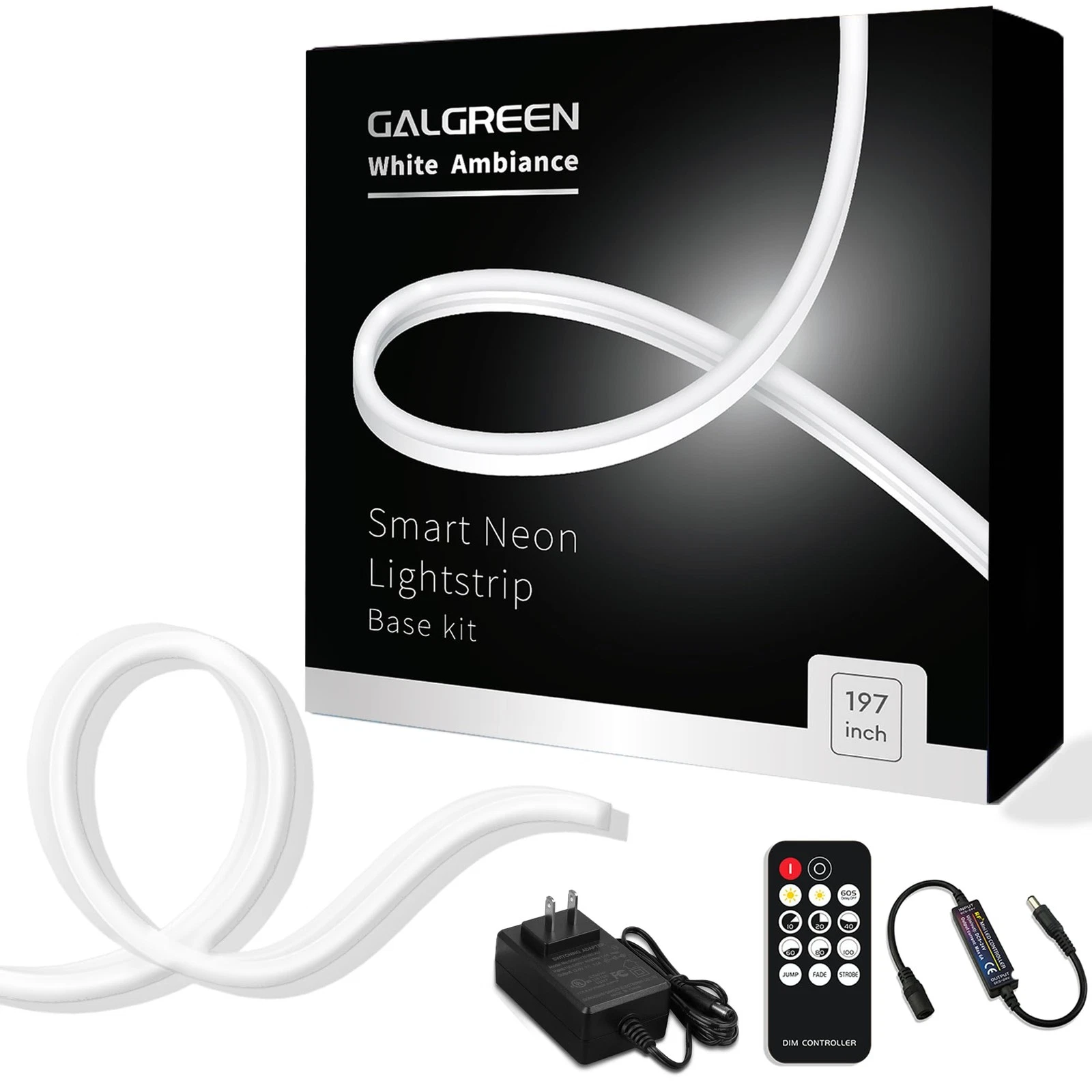 Neon Rope Lights, 16.4ft Rope Lights with Dimmable Remote and Adapter, Waterp...