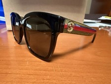 Gucci Women  s Oversized Square Sunglasses Black Red Green GG Logo Italy