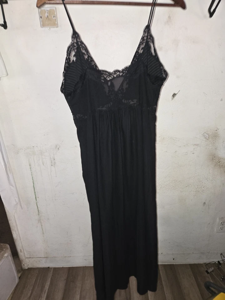 复古 Lily of France Rosa Puleo-Szule 尼龙睡衣 Negligee Med 黑色透明 — 第 3/4 张图片