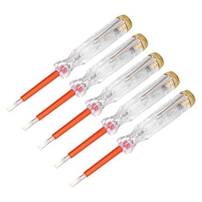 5 Pcs Voltage Tester Pen 3.4mm AC 100-500V for Industrial,Clear, Gold