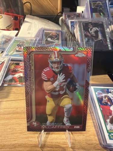 2025 Topps Chrome Christian McCaffrey Leather Pigskin Refractor #263 49ers