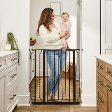 Easy Step Walk Thru Baby Safety Gate with Included Extension Kit (104 Cm, Black)