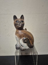 Wooden Cat Figurine Large Solid As Pictured (L1)