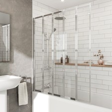5 Panel Folding Bath Shower Screen 1200mm Pivot Door 4mm Safety Glass Chrome