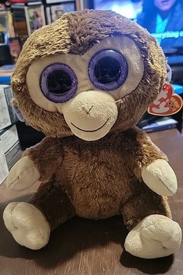 Ty Coconut The Monkey 9 inch Ty Beanie Boo Medium MWMT Purple Eyes NEW W/TAGS 