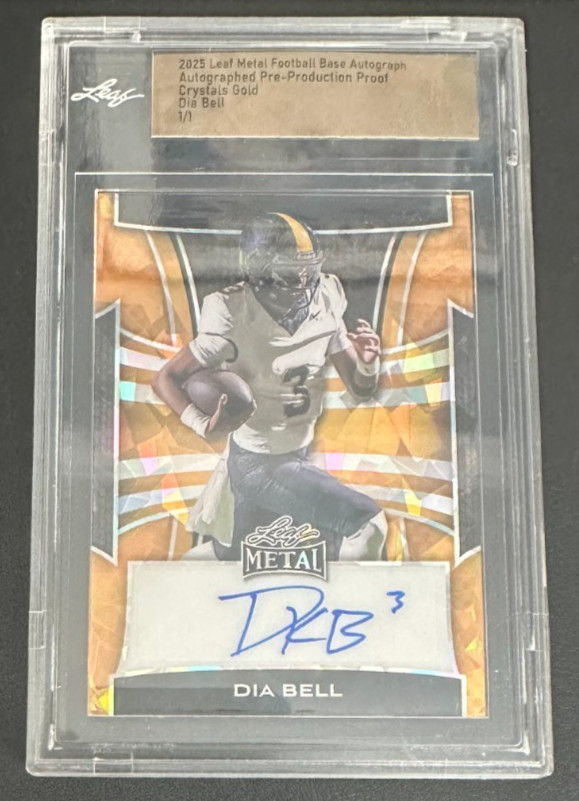 2025 Leaf Metal Football DIA BELL Pre-Production Auto 1/1 (Texas Longhorns) view 1