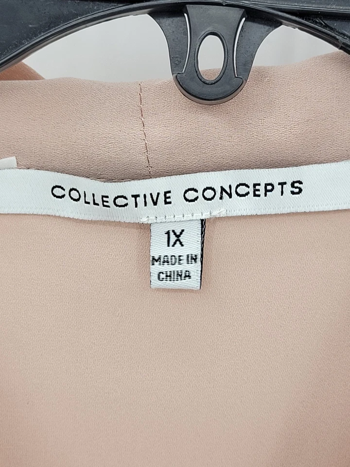 Blusa eduardiana Collective Concepts Top Mujer Plus 1X Rosa Rubor Cuello Atado Foto 4 de 4