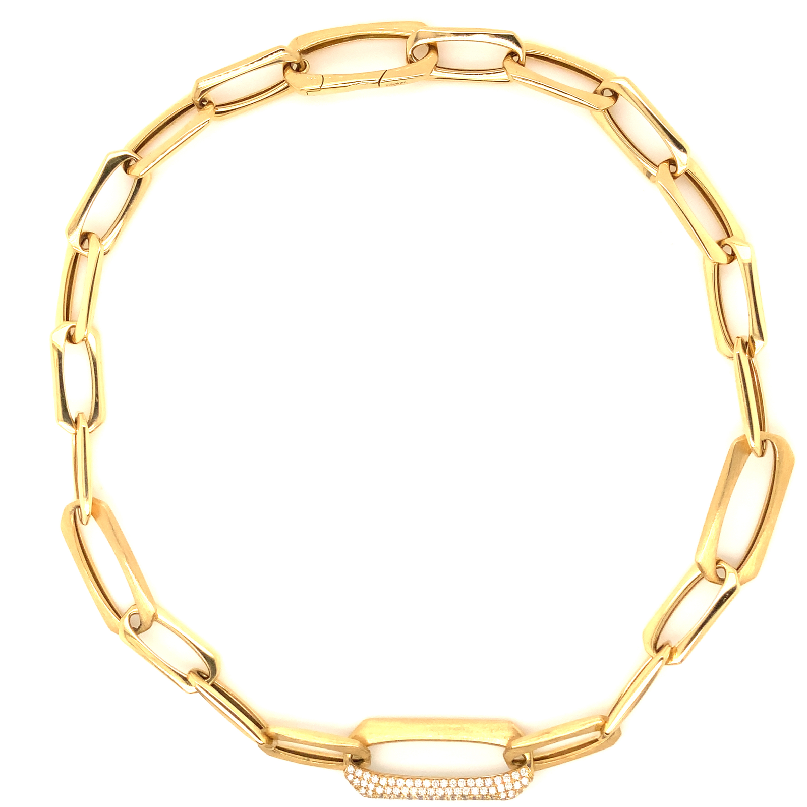 Afarin Collection Pavé Diamond 1.72 cts Paperclip Necklace Set in 18K Yellow Gol