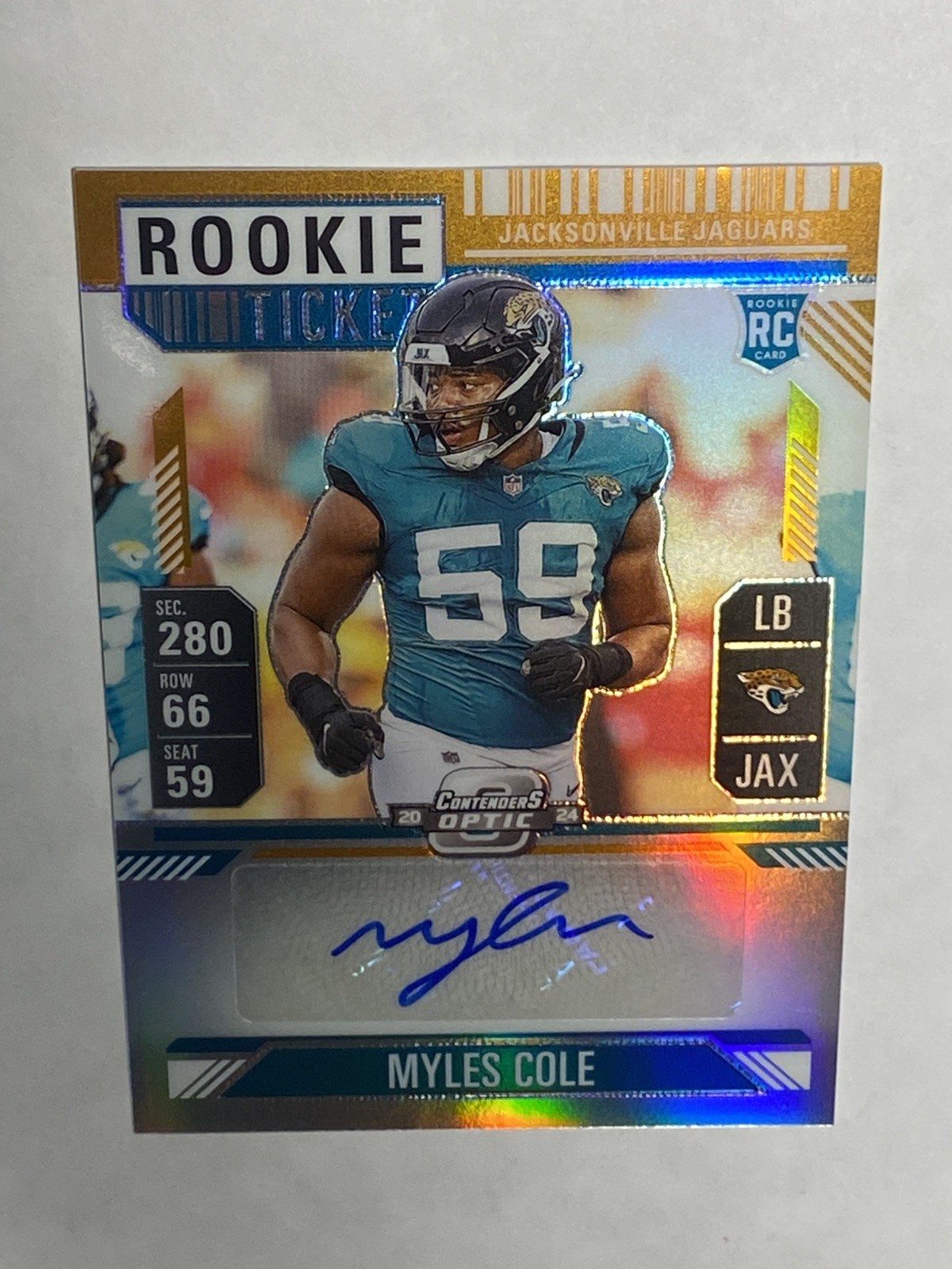Myles Cole Panini Contenders Optic #199 Autograph-Orange